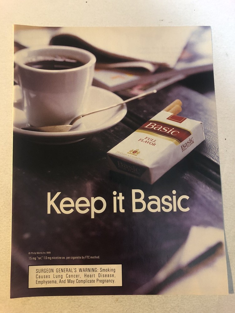 1999 Basic Cigarettes Vintage Print Ad Advertisement pa37
