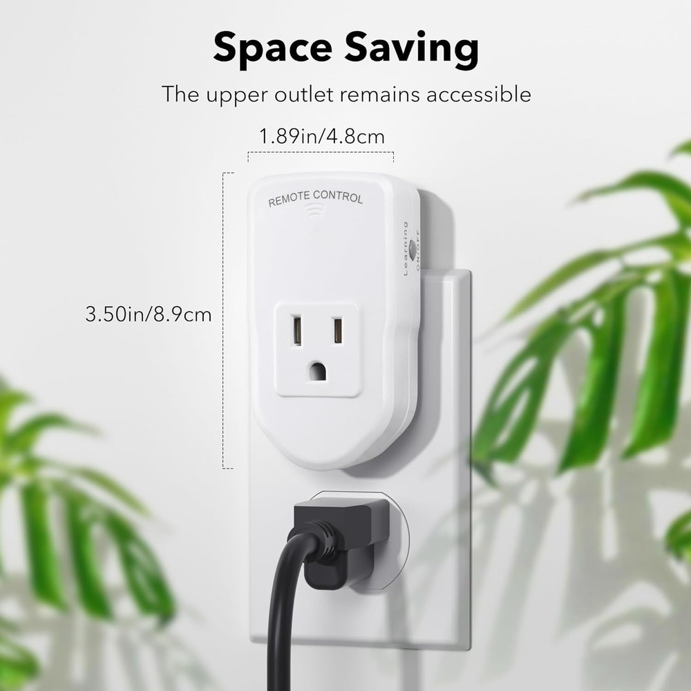 100ft Long Range Wireless Remote Outlet - 10A Electrical Switch for Convenience