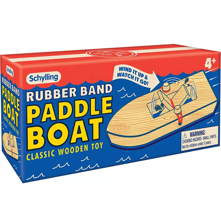 RUBBER BAND PADDLE BOAT Ship wood wooden Retro water/bath tub/pool toy