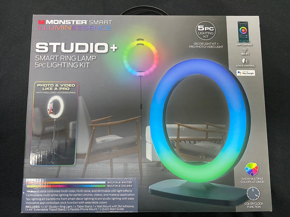 MONSTER SMART ILLUMINESSENCE STUDIO+ SMART RING LAMP 5pc 10" Ring Lighting Kit