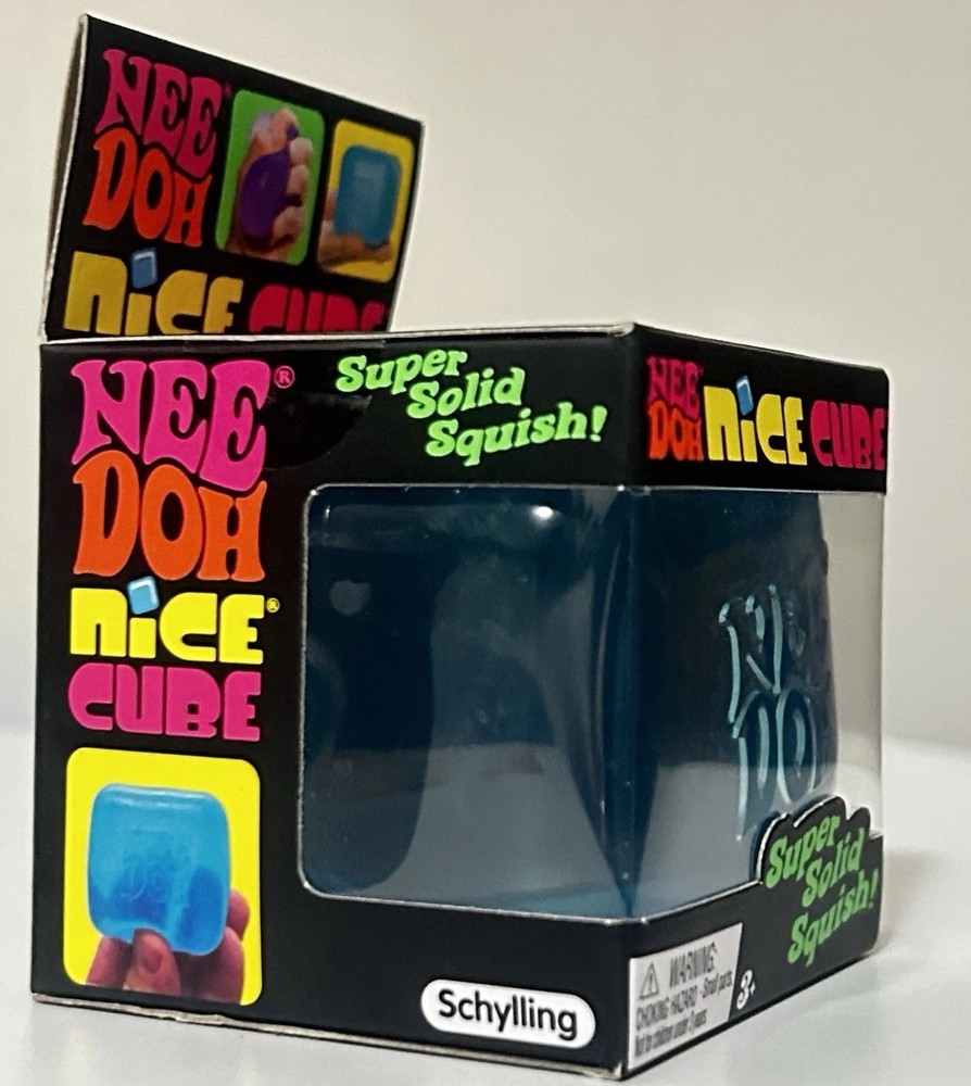 Viral NeeDoh Nice Cube Blue Super Solid Squish Stress Toy NEW