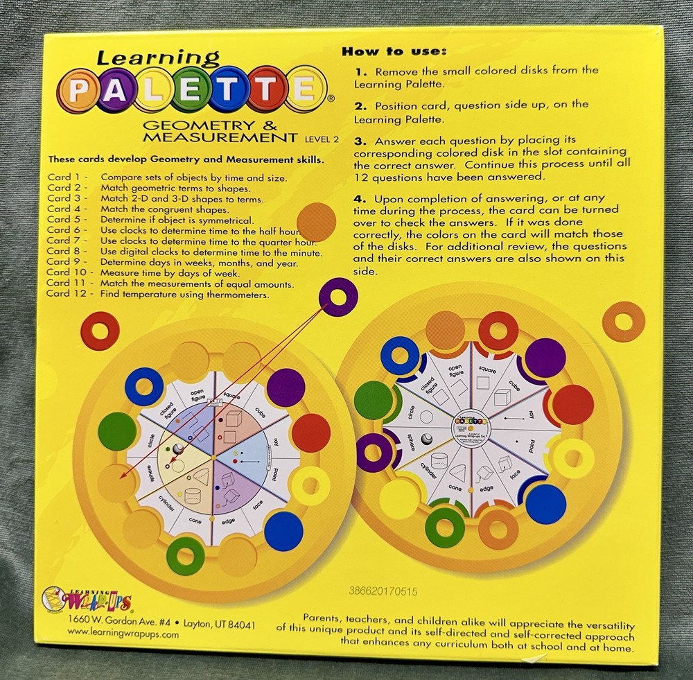 Usborne Learning Wrap ups Palette Discs Math Geometry & Measurement Gr Level 2