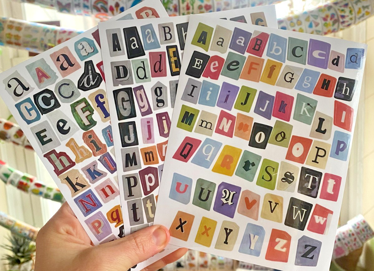 Random Lot Of 3 Alphabet Letter Sticker Sheets: Perfect for Junk Journaling!