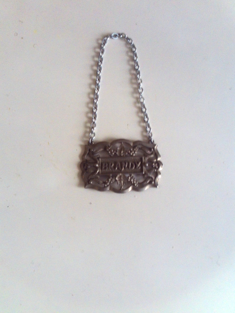 Vintage Silver Plated Brandy Decanter Label 2"
