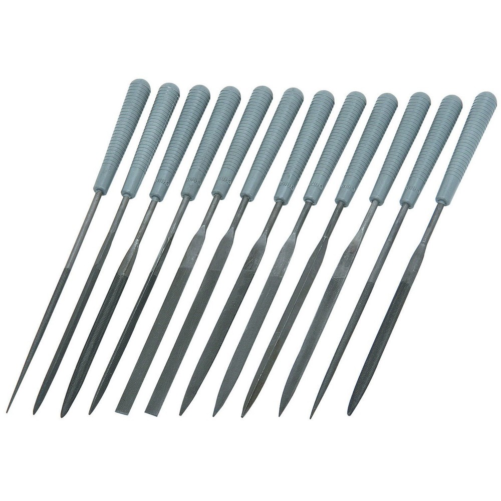 12 Piece Precision Needle File Set Assorted Shaped Poly Handles