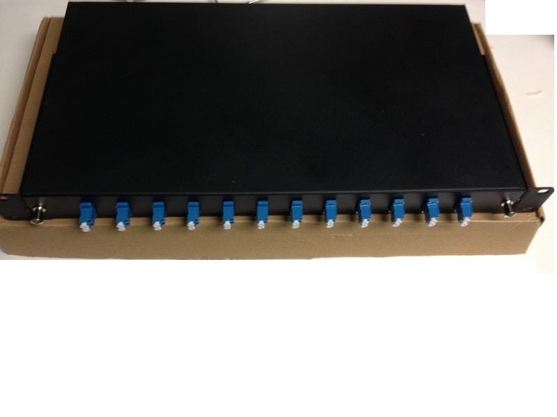 Fiber Optic Patch Panel,1U,Rackmount,12 Port Loaded LC Duplex-4596
