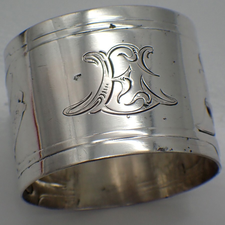 Jugendstil Napkin Ring German 800 Silver Wilhelm Binder Mono E