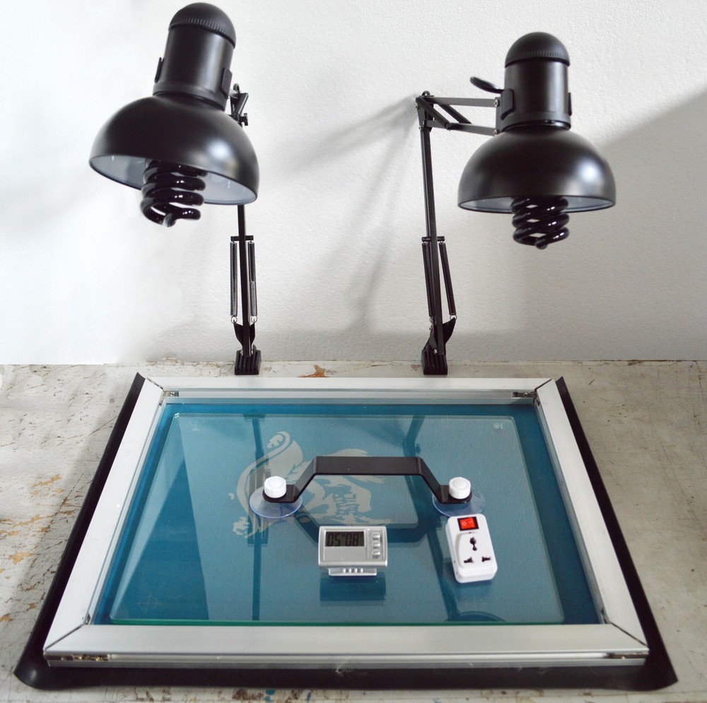 3 Color Screen Printing Kit Micro-adjust Press Printer with Flash Dryer Exposure