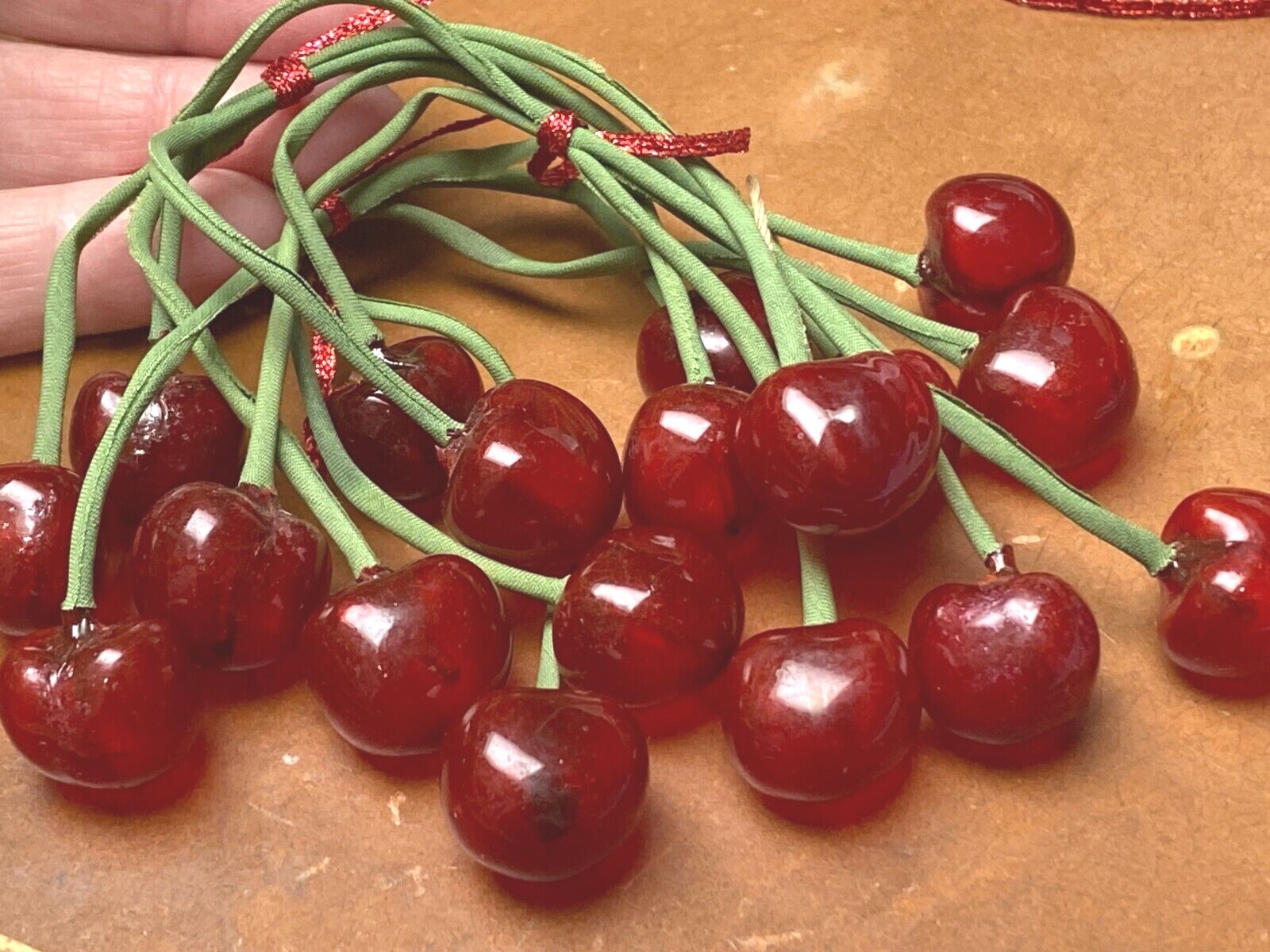 vintage cherries 1940s celluloid red 1 bundle Germany