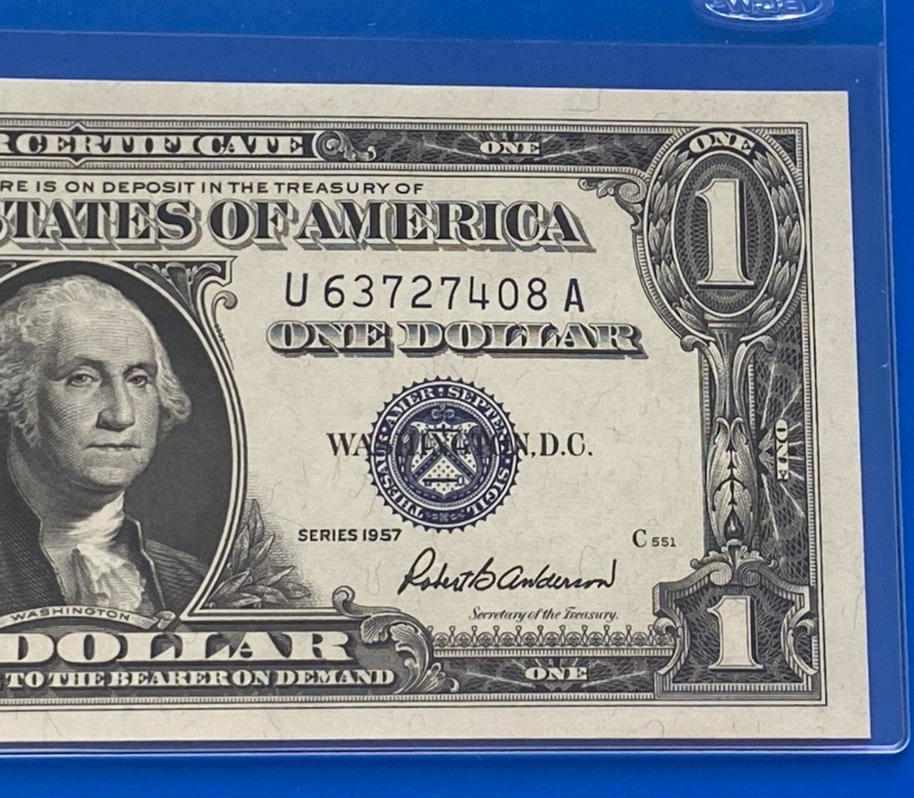 1957 $ 1 DOLLAR SILVER CERTIFICATE Block U-A UNCIRCULATED