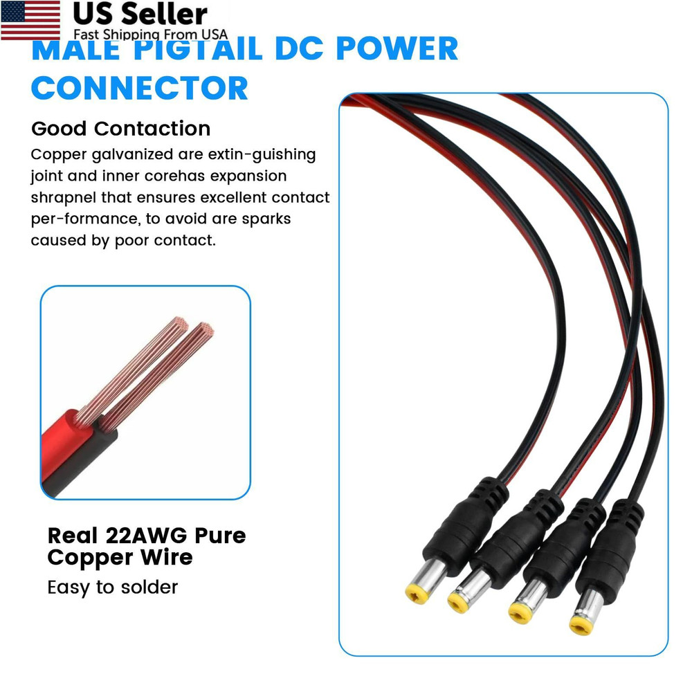 SDTC Tech 3 Sets 5.5 x 2.1 MM 10A DC Power Jack Socket Threaded × 2.1mm