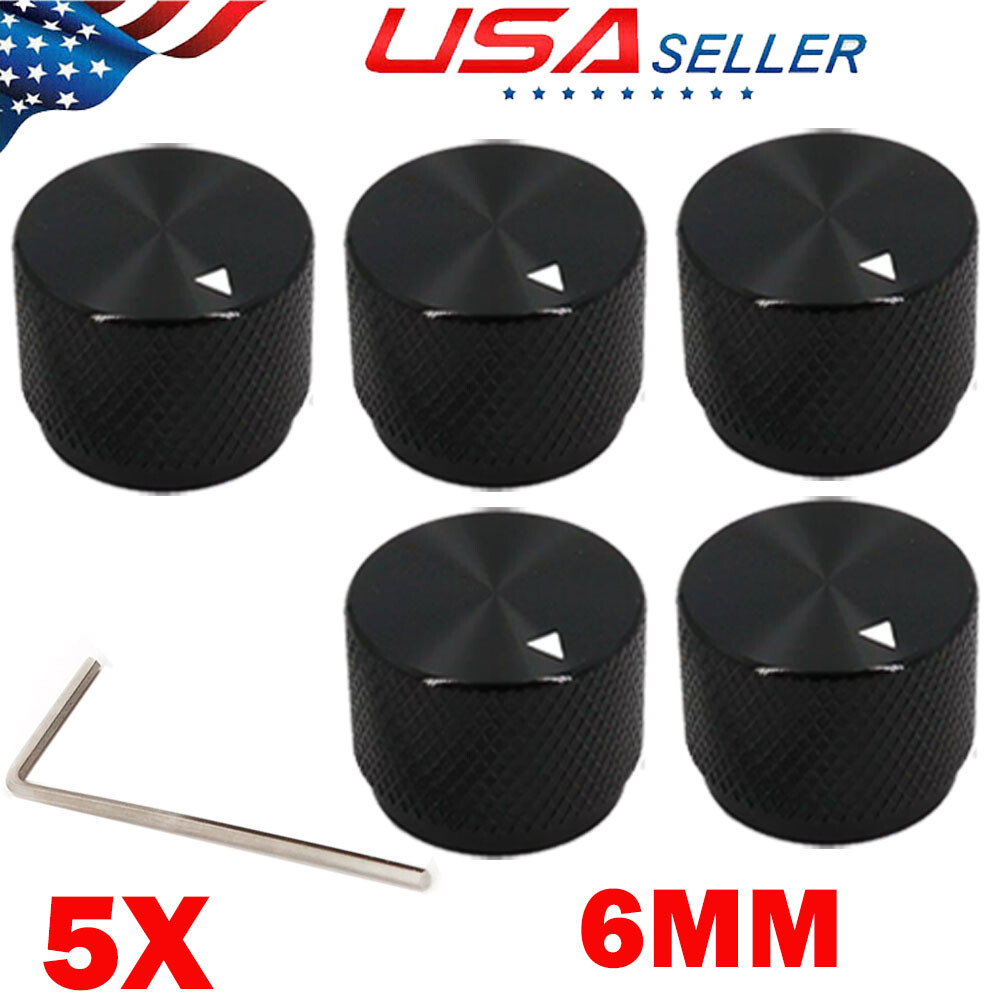 5PC Black Solid Aluminum 20*15.5mm Audio Rotary Control 6mm Potentiometer Knobs