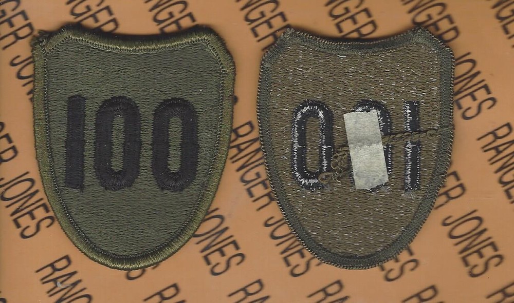 US Army 100th Infantry Division OD Green & Black BDU uniform patch m/e