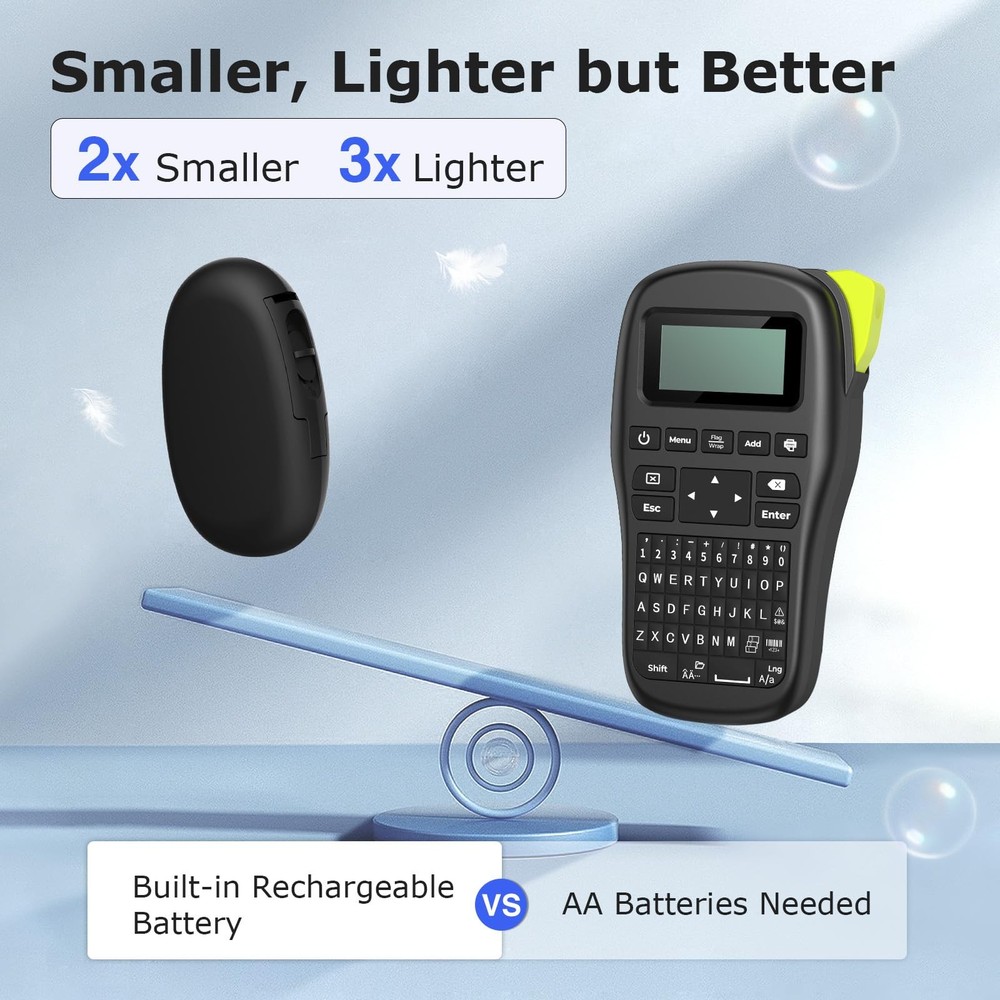 E10 Bluetooth Label Maker Machine Black With Tape Inkless App Control Wireless