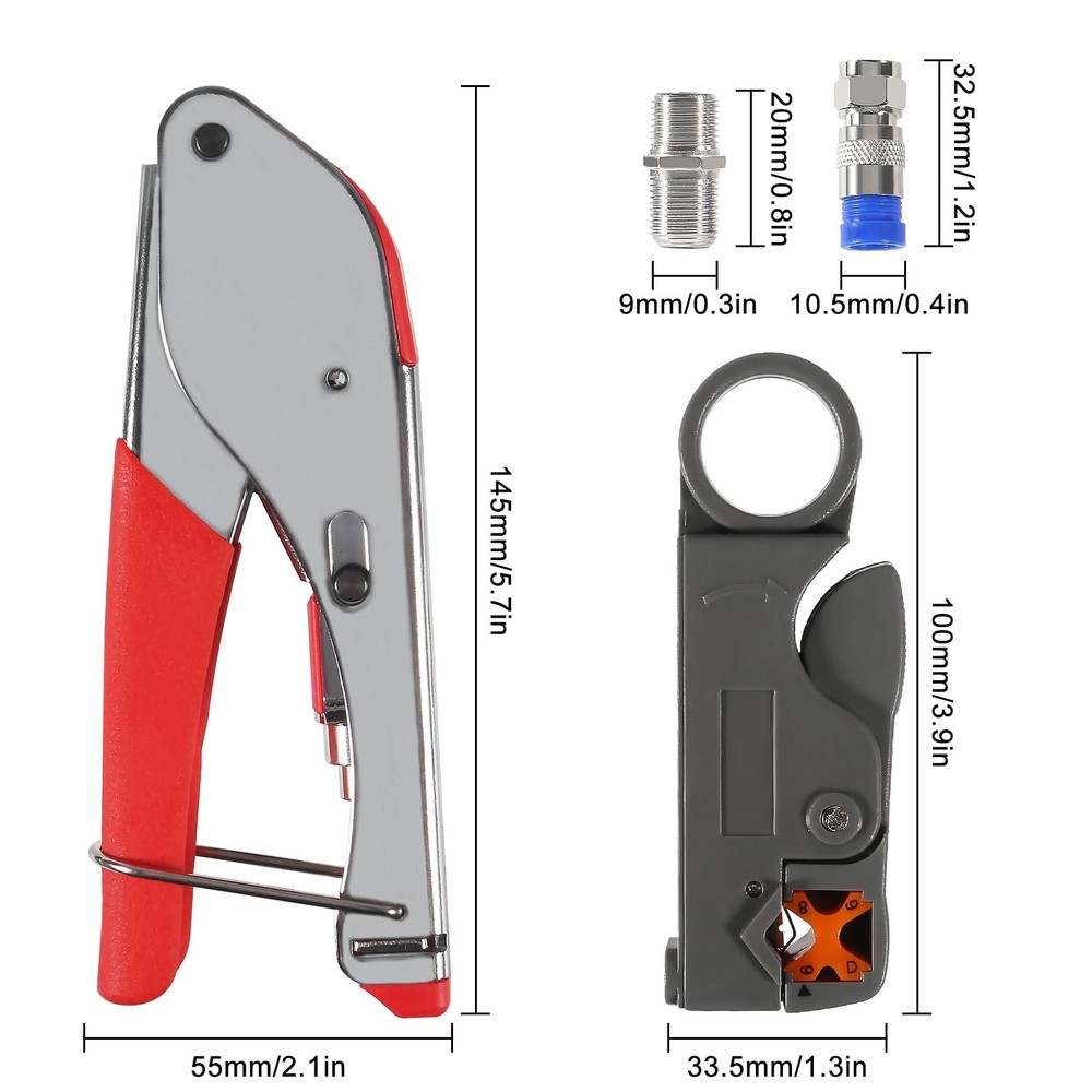 ALMOCN Coax Cable Crimper Tool Kit Coaxial Compression Black