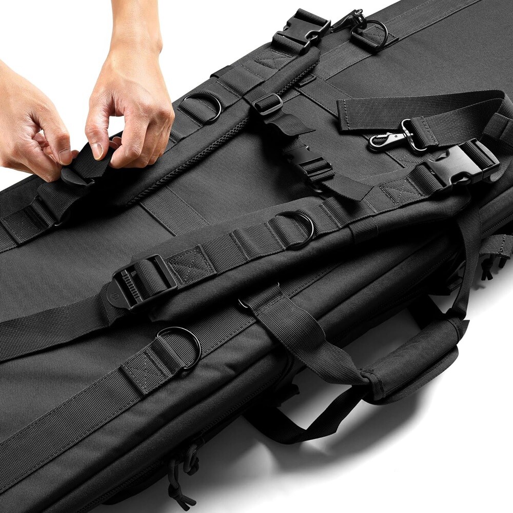 37-47" Tactical Double Rifle Bag Gun Range Padded Soft Case Backpack Carry Case