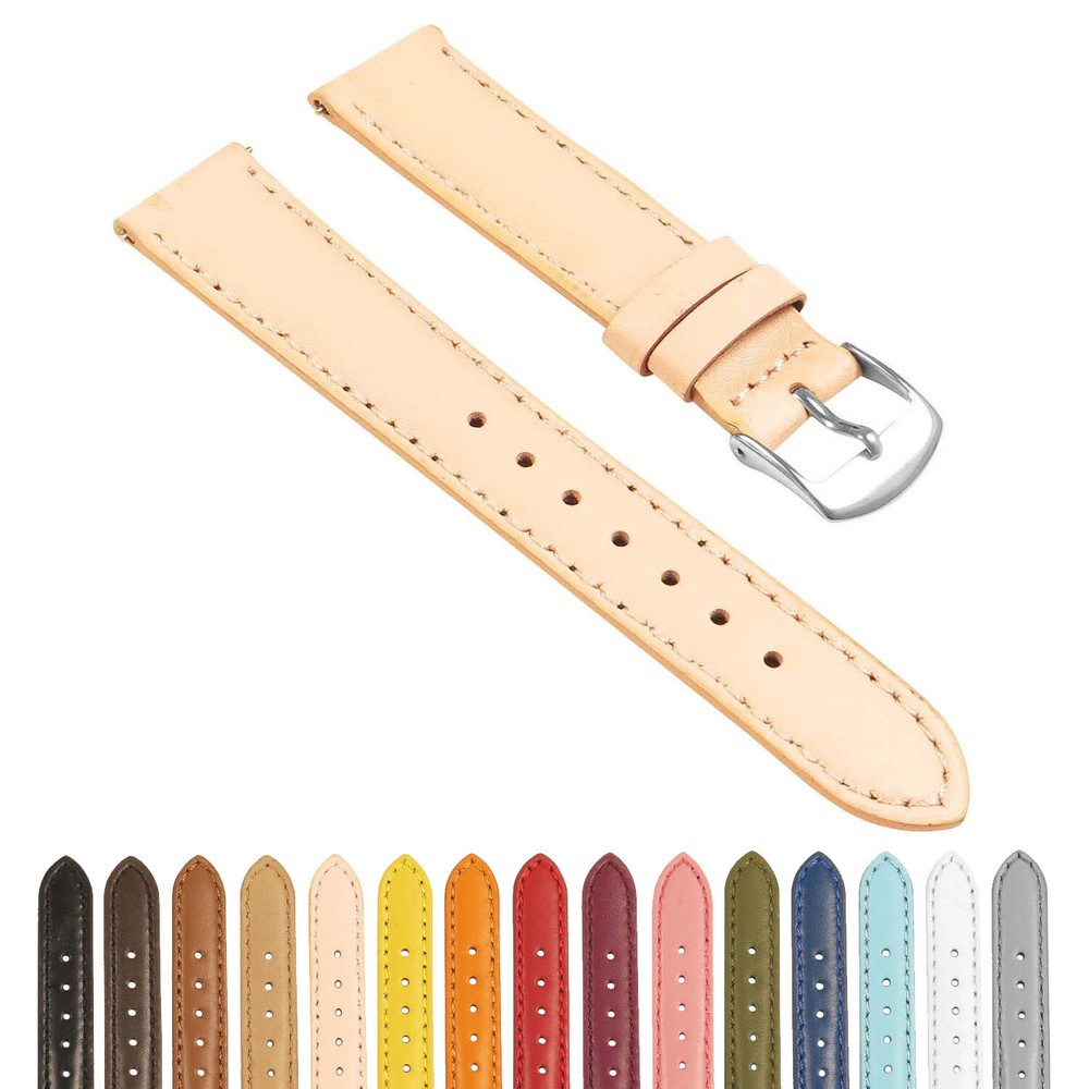 StrapsCo Women's Classic Smooth Leather Watch Band - Quick Release Strap