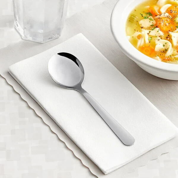 6- Pack Soup Spoons Round Stainless Steel Bouillon Spoon