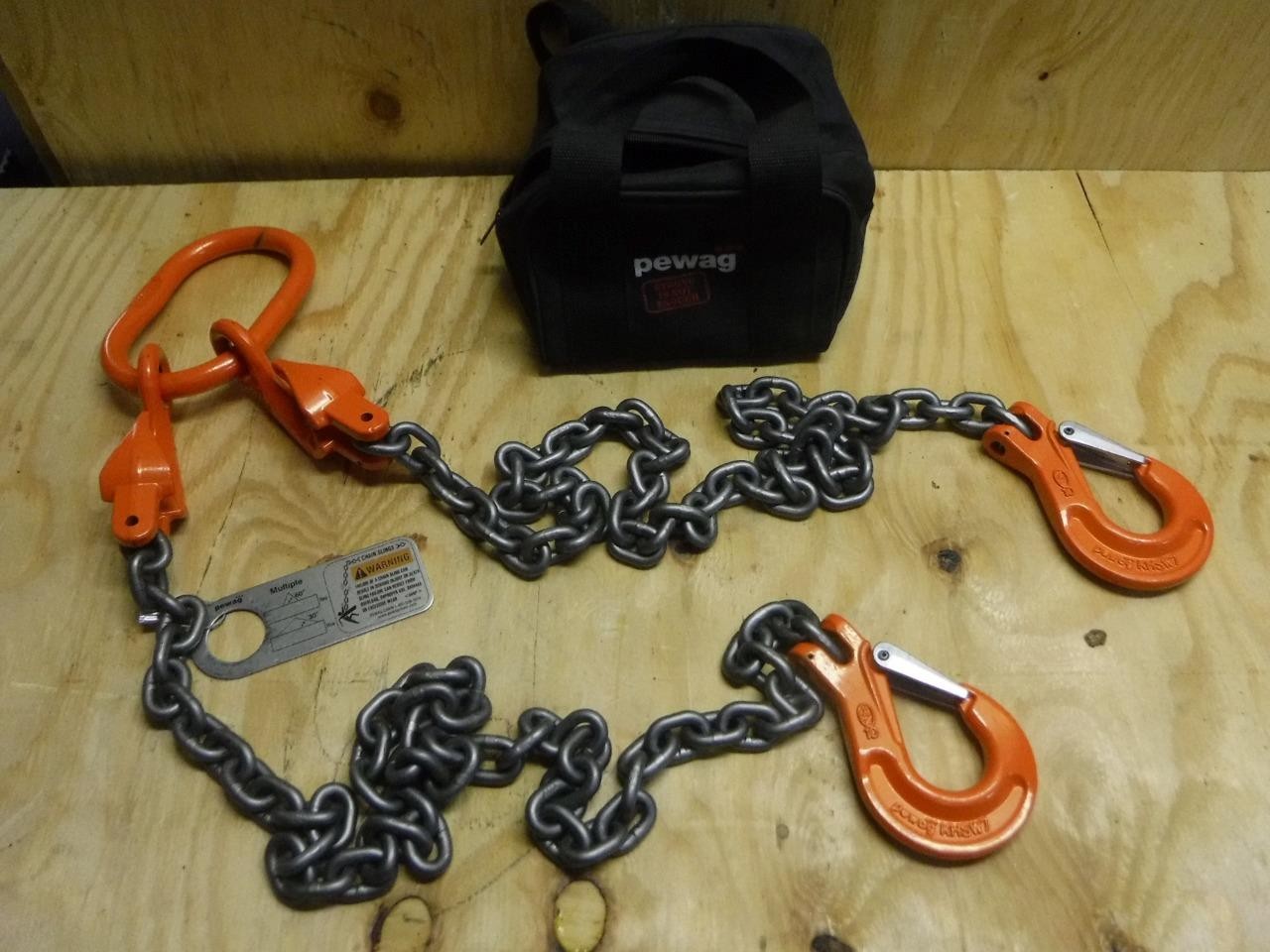 New PEWAG 7G100DOSXK/5 Chain Sling, 9/32 in Size, G100, 5 ft Long,DOG Grab Hook