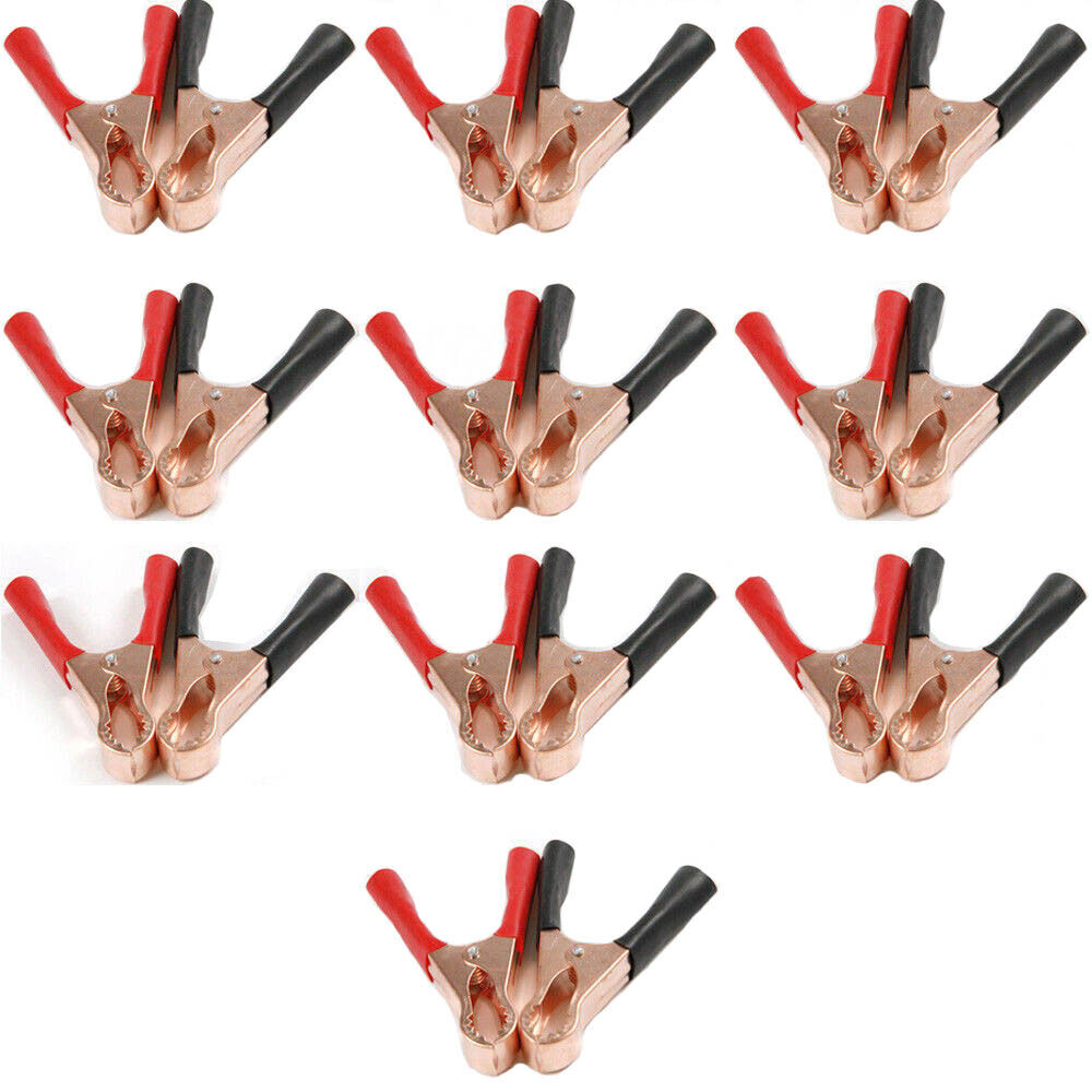 20pcs 80mm 50A Red & Black Car Battery Test Lead Clip Crocodile Alligator Clamps
