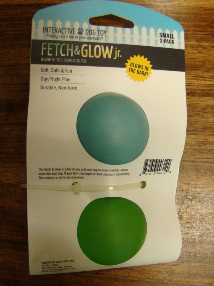 Fetch & Glow Durable Ball 2 Pack Small 1.75" Glows Blue & Green