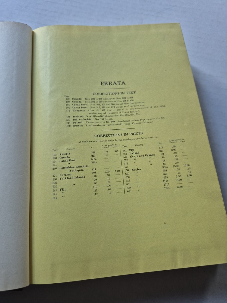 1936 Scott's Standard Postage Stamp Catalogue Catalog 92nd Edition Hardcover