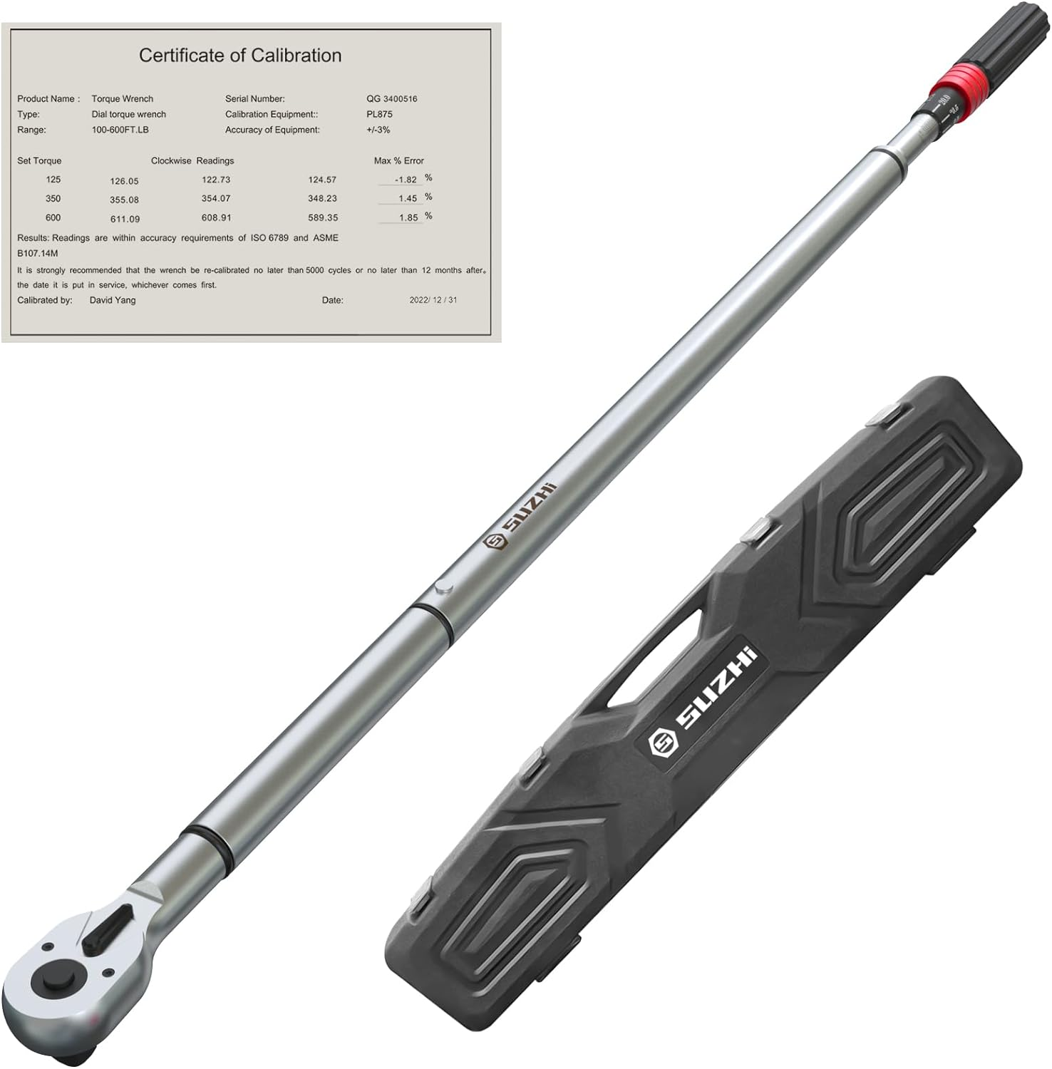 3/4 Inch Drive Click Torque Wrench 100-600 Ft Lb Dual Direction Adjustable Pro