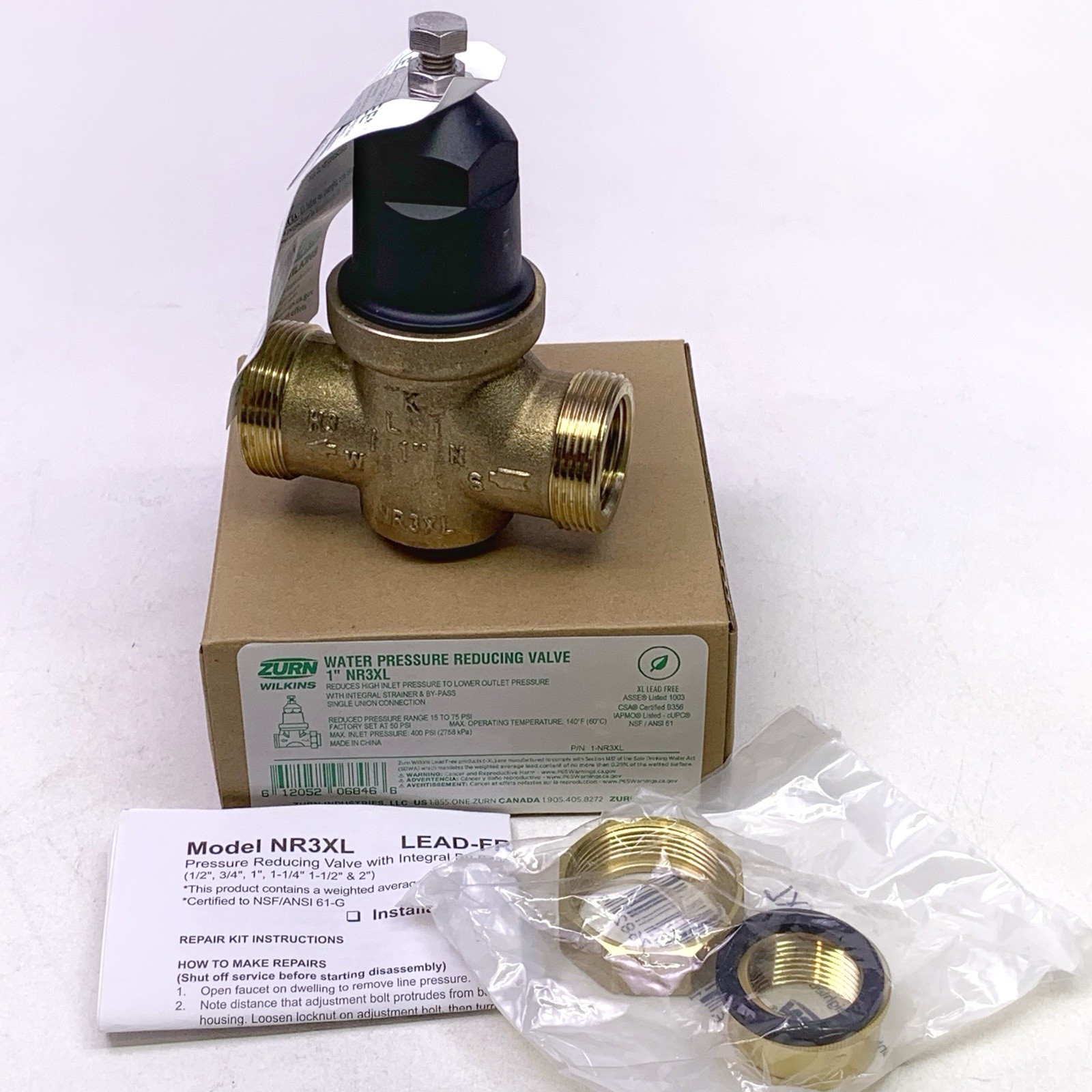 Zurn Wilkins NR3XL 1" Pressure Reducing Valve PRV Single Union 1-NR3XL Brand NEW