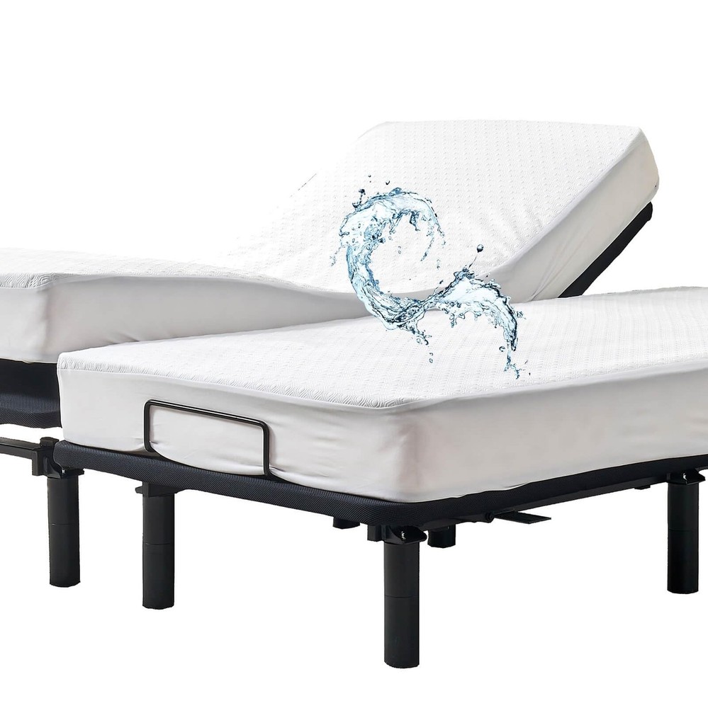 Bamboo Viscose Cooling Split King Mattress Protector for Adjustable Bed Water...