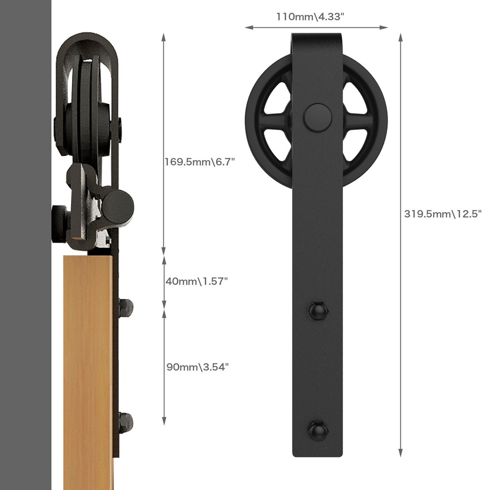 CCJH 4-20FT Sliding Barn Door Hardware Kit Single Double Door MediumWheel Roller