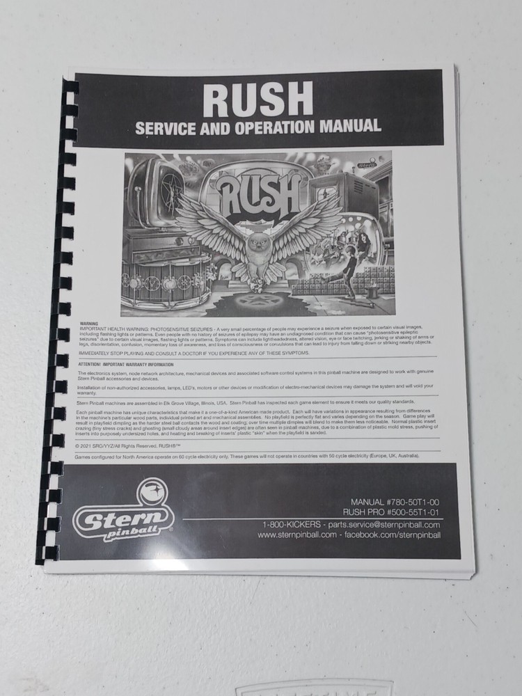 RUSH, PRO, STERN, SERVICE AND OPERATION MANUAL
