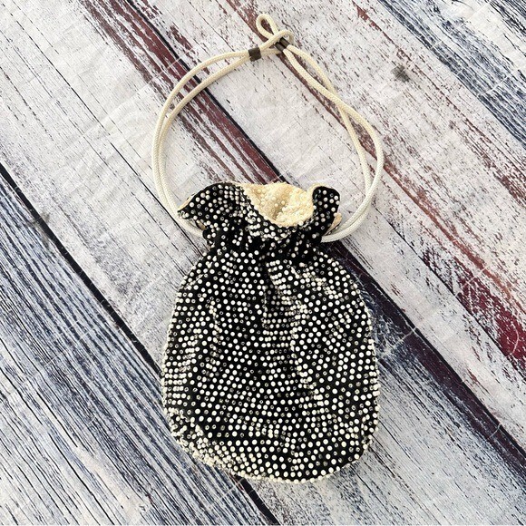 Vintage Beaded Purse String Reversible Bag Purse