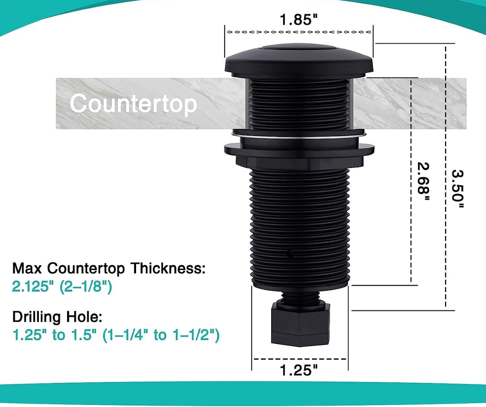 Sink Top Air Switch Kit Matte Black Button Kitchen Remodel for Garbage Disposal