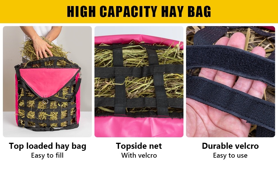 Tripple-D Horse Supplies top Loading Slow Feeder hay Bag Equipment Horses Goats