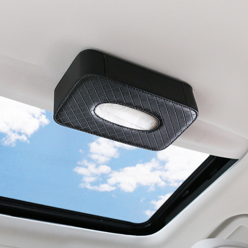 Car Sun Visor Leather Tissue Holder