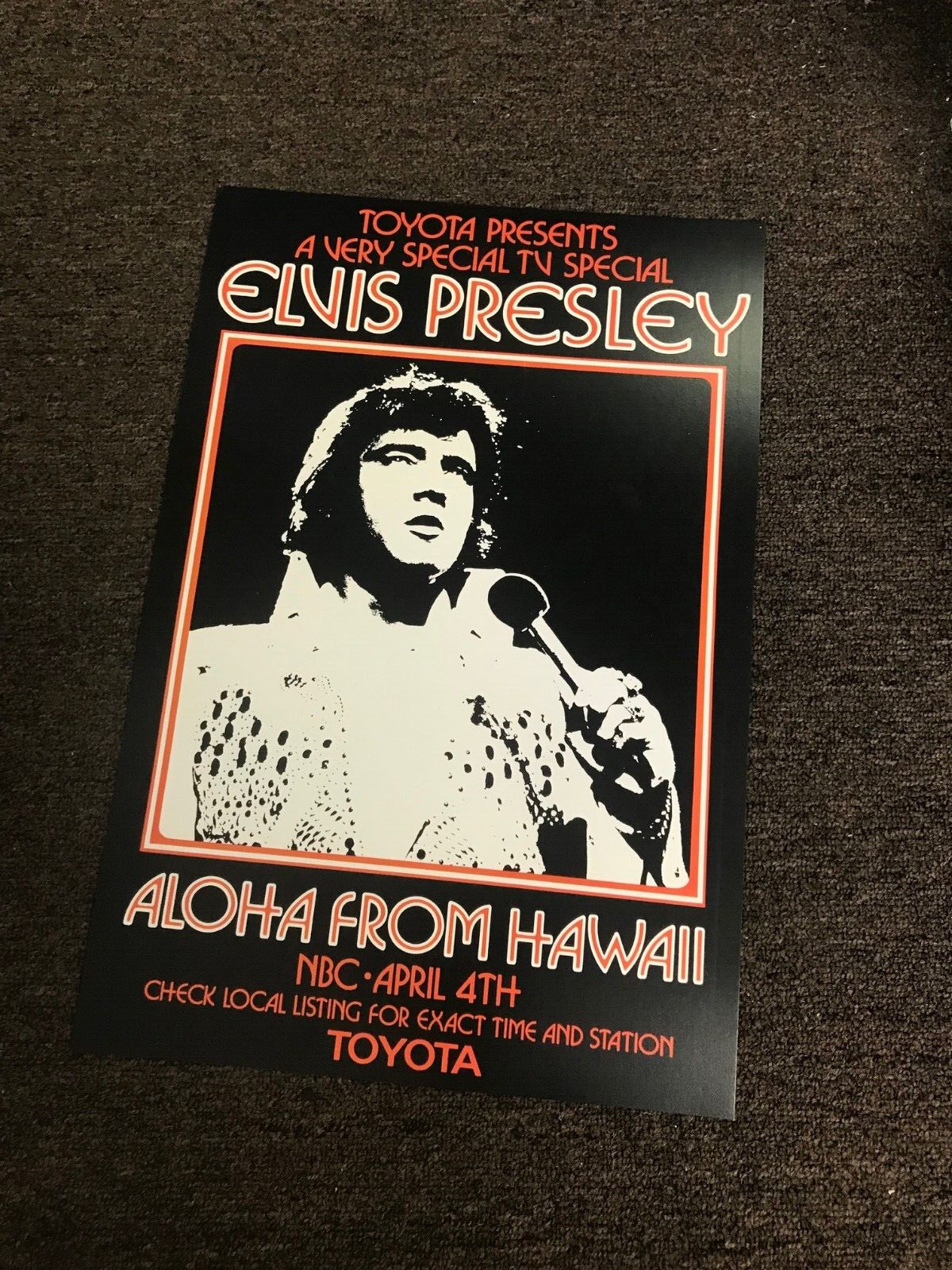Elvis Presley Aloha from Hawaii 1973 Promo Cardstock Concert Poster 12"x18"