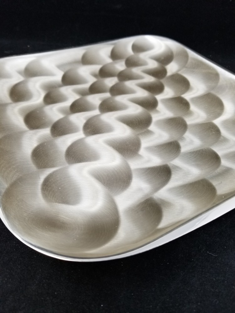 Vintage Moben Pearlized Silver Ware Footed Serving Tray
