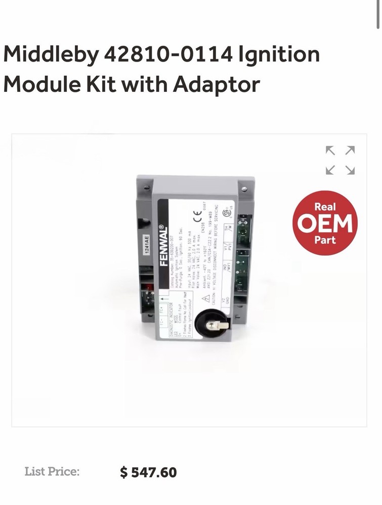 Middleby 42810-0114 Ignition Module. New