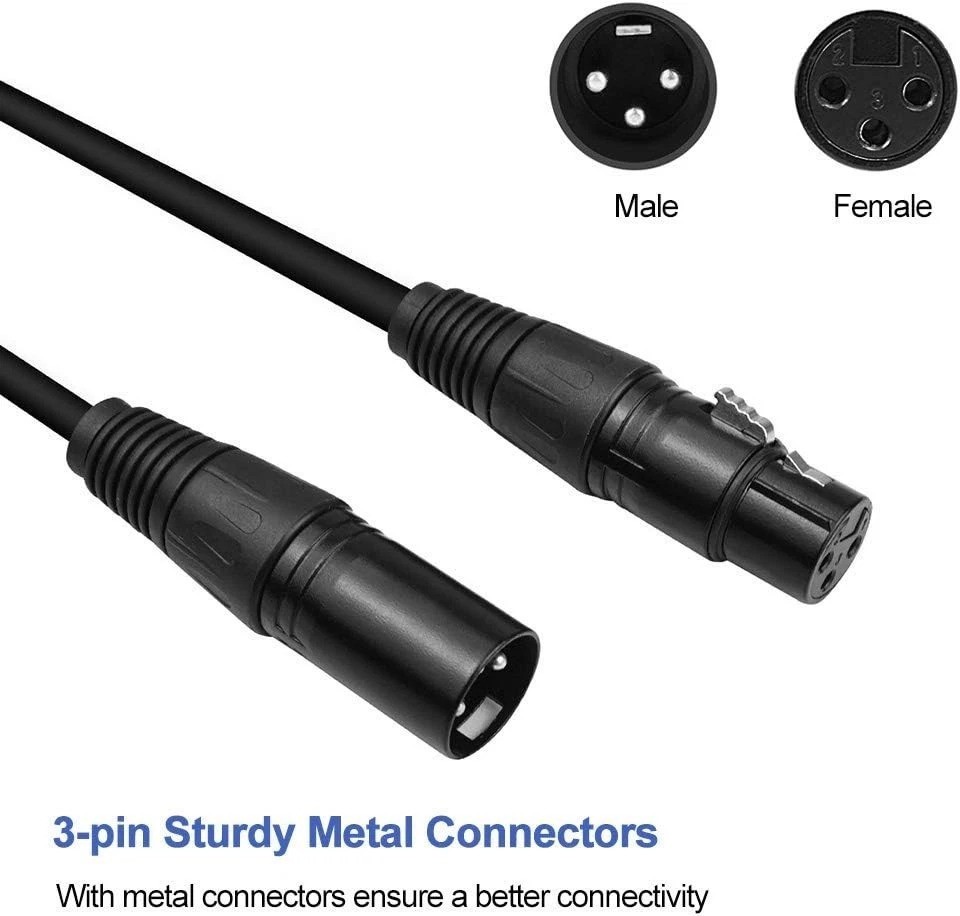 High-Quality 3.2ft DMX Cables - 10PCS Pack, Perfect for Stage Lighting Functions