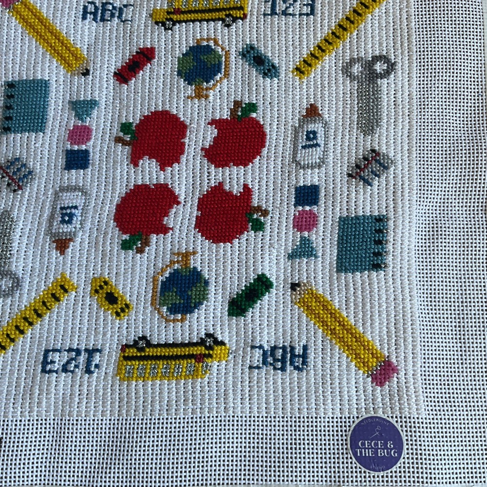 COMPLETED SCHOOL DAYS NEEDLEPOINT CANVAS! DONE BY ME