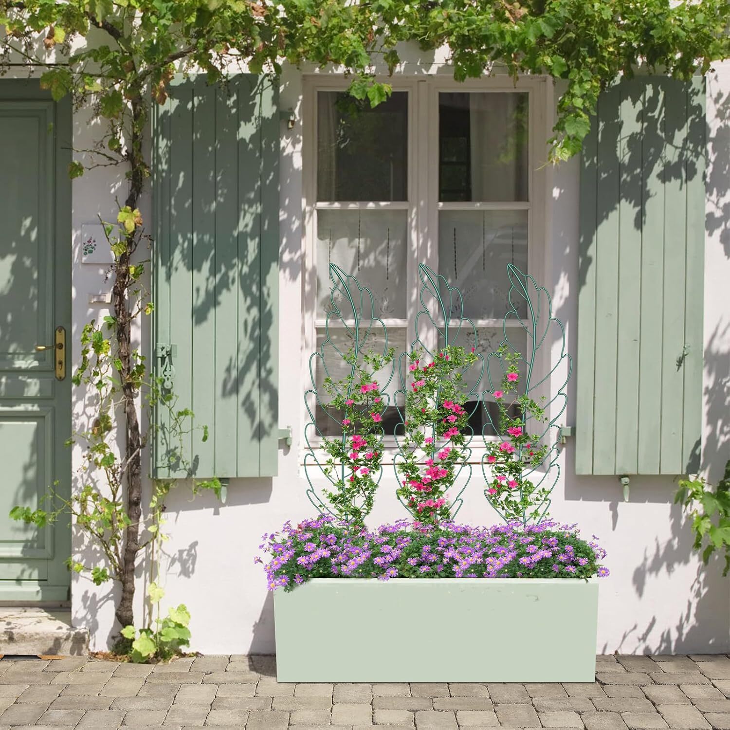 SLSY 3 Pack Metal Garden Trellis Plant Support Trellis Leaf Trellis for Climbing