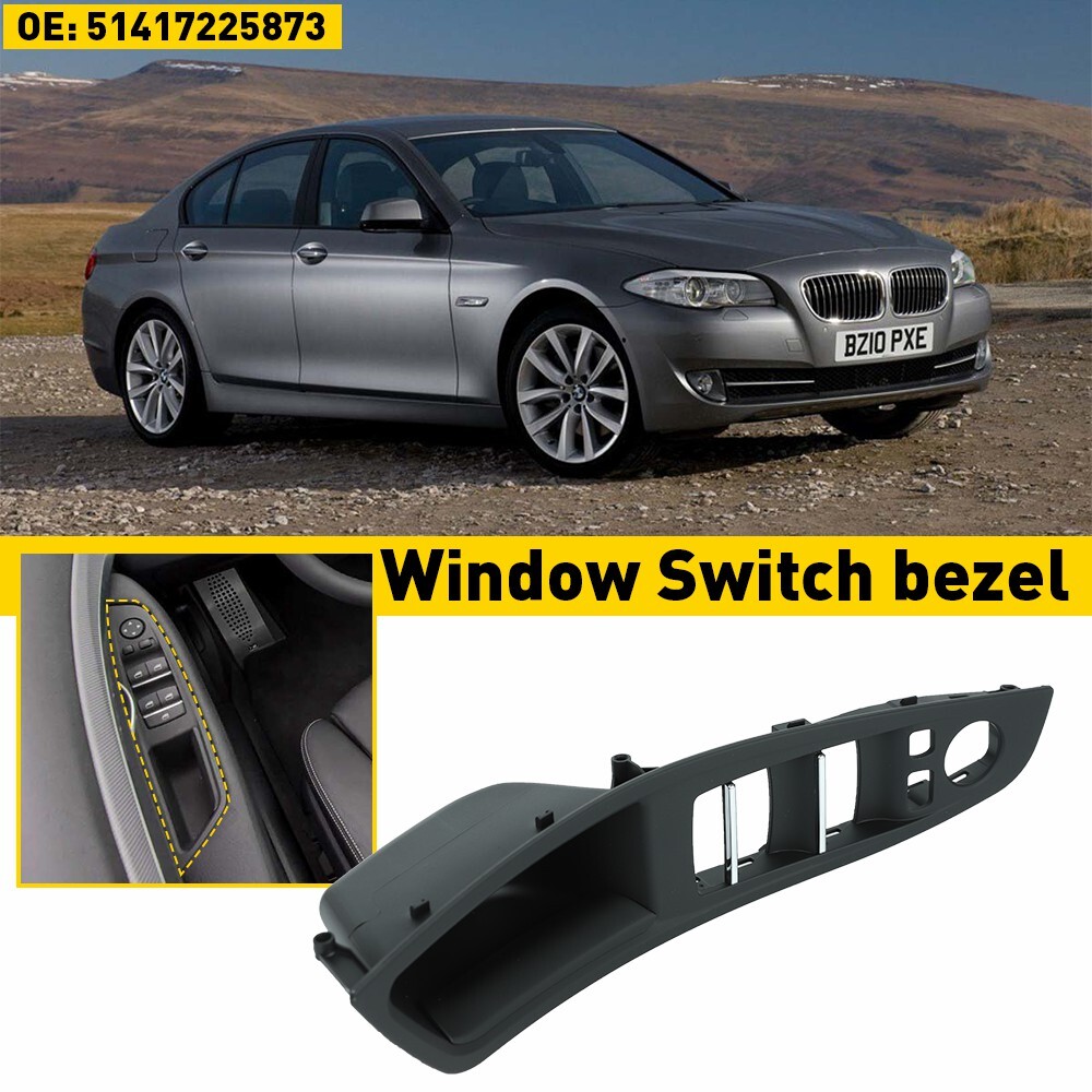 For BMW 520i 528i Black Driver Door Left Pull Handle Window Switch Cover Trim