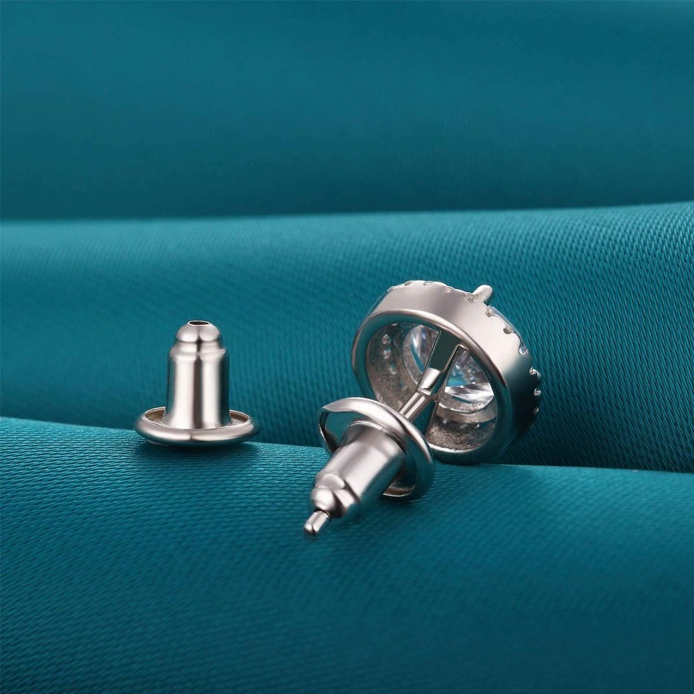 Locking Earring Backs for Studs,14k Plated White Gold Earrings Back for Studs...