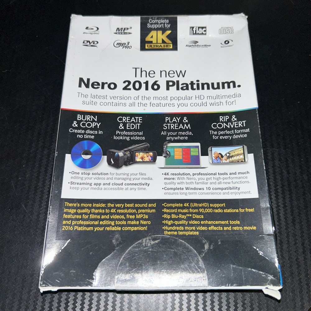 Nero 2016 Platinum HD Multimedia Suite Burn Copy Create Edit Play Convert SEALED