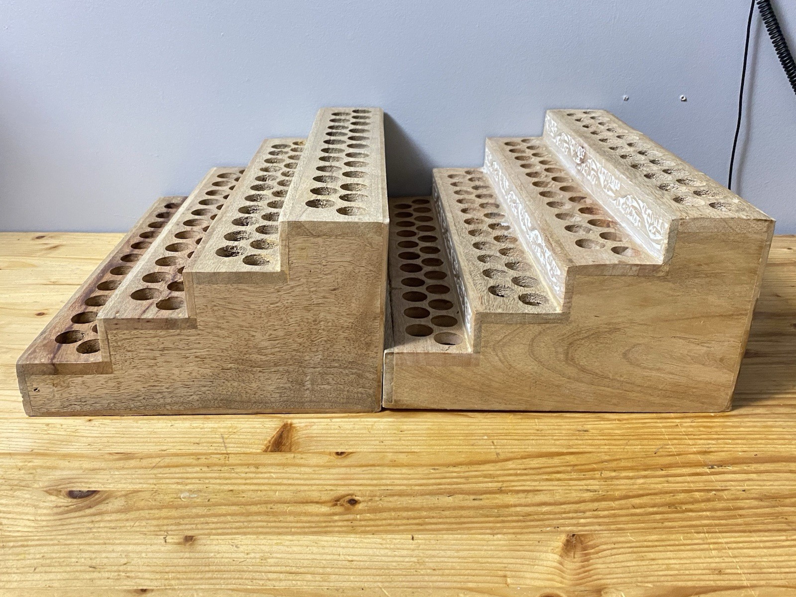 Set Of 2 Tiered Decorative Wooden Display Stands 92 Small items Ea. (184 Total)