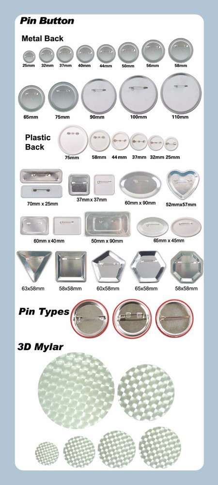 DIY 1,000 complete sets 1-1/2"pin badge button for Pro button maker machine