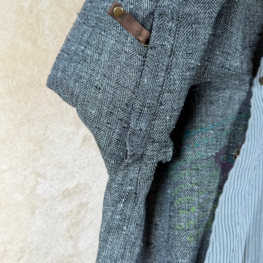 Obermeyer Ripper Ski Jacket Grey Herringbone Corduroy Patchwork 16J Gorpcore