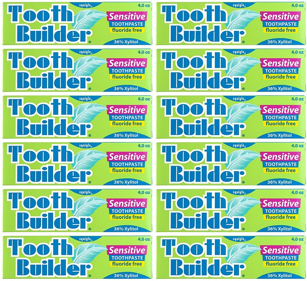 Squigle Tooth Builder Sensitive Toothpaste, Prevents Canker Sores (4 oz/12 Pack)
