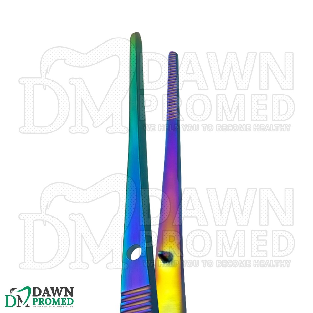 6 Pcs Multi Titanium Rainbow Iris Forceps 4" Serrated Straight Ophthalmic Set