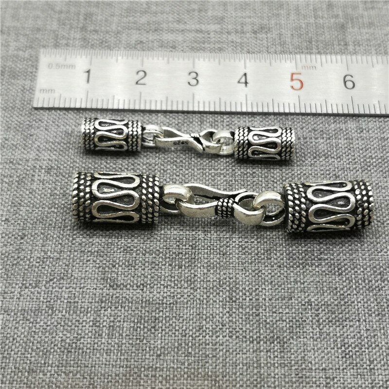 925 Sterling Silver Braided Cord End Cap with Hook Clasp
